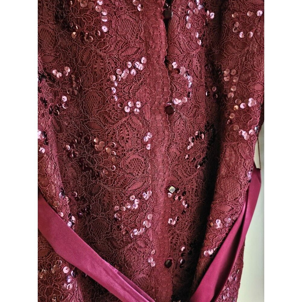 Women's Doncaster Sequined Jacket with Belt Berry/Burgundy Size 10 Elegant - Picture 4 of 9